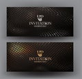 Gold and silver VIP cards with sparkling halftone dots. Royalty Free Stock Photo